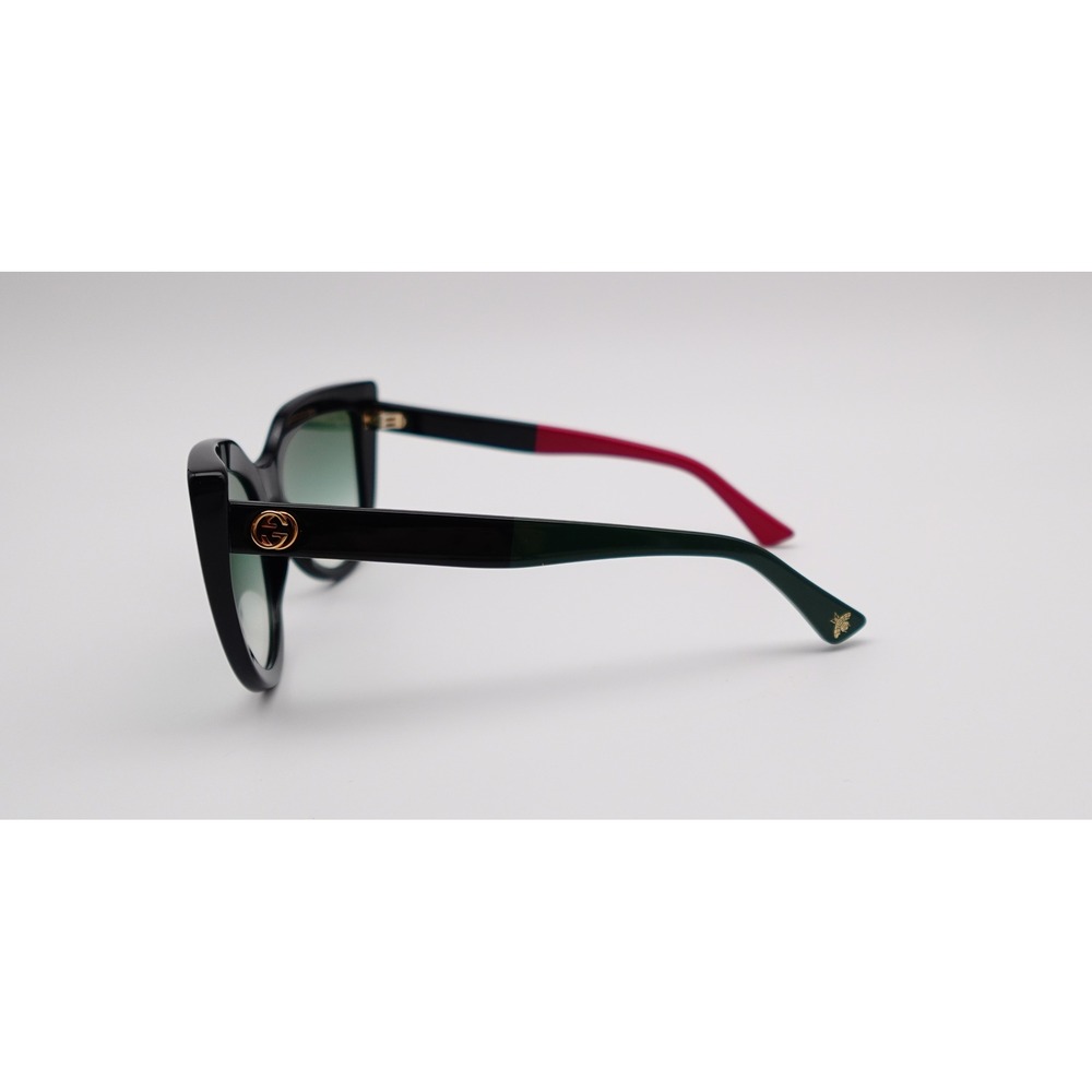 Gucci GG0164SN 003 Cat Eye Sunglasses Black Green Red Web with Case Bee Logo - Picture 4 of 6